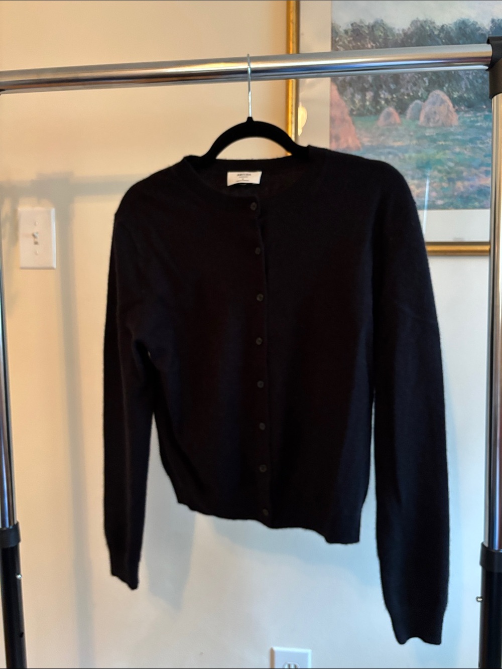 Aritzia Black Cashmere Crewneck Cardigan